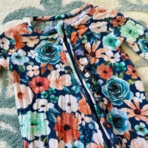 Floral Zippered Baby Onesie